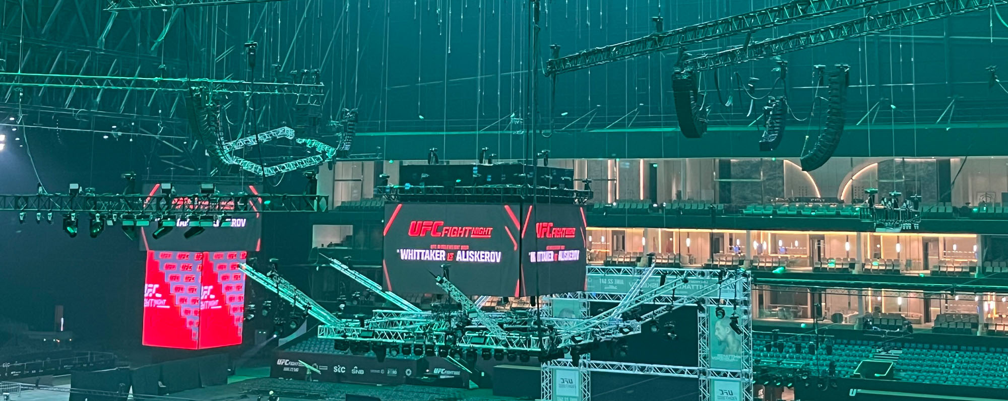 A Cohesion CO12 rig above the Octagon at UFC Fight Night