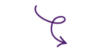 Curved purple arrow pointing downward and to the right on a white background.