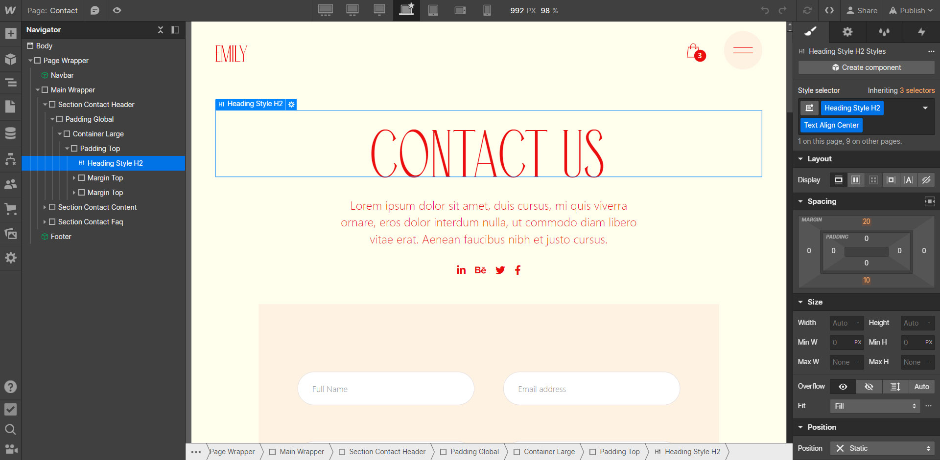 Text Instructions - Emily Webflow Template