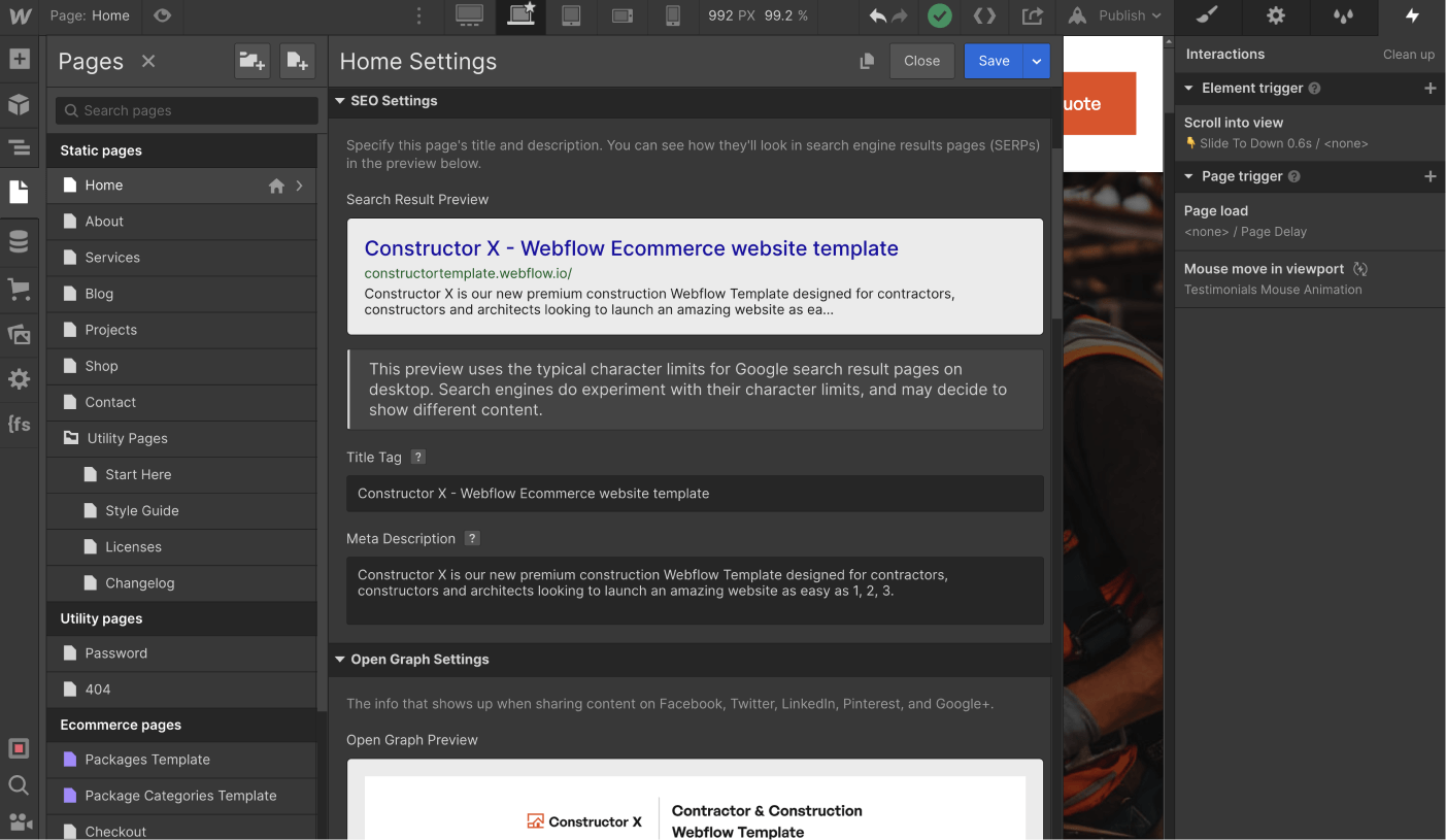 SEO - Constructor X Webflow Template