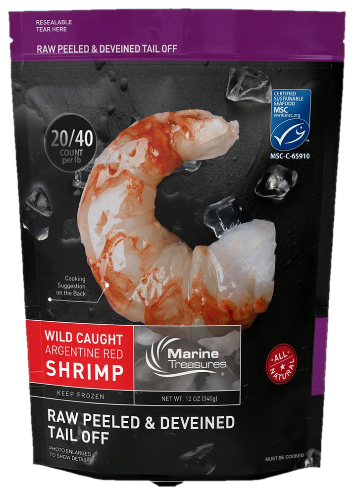 Marine Treasures Wild Caught Argentine Red Shrimp, P&D tail off, 12 oz bag