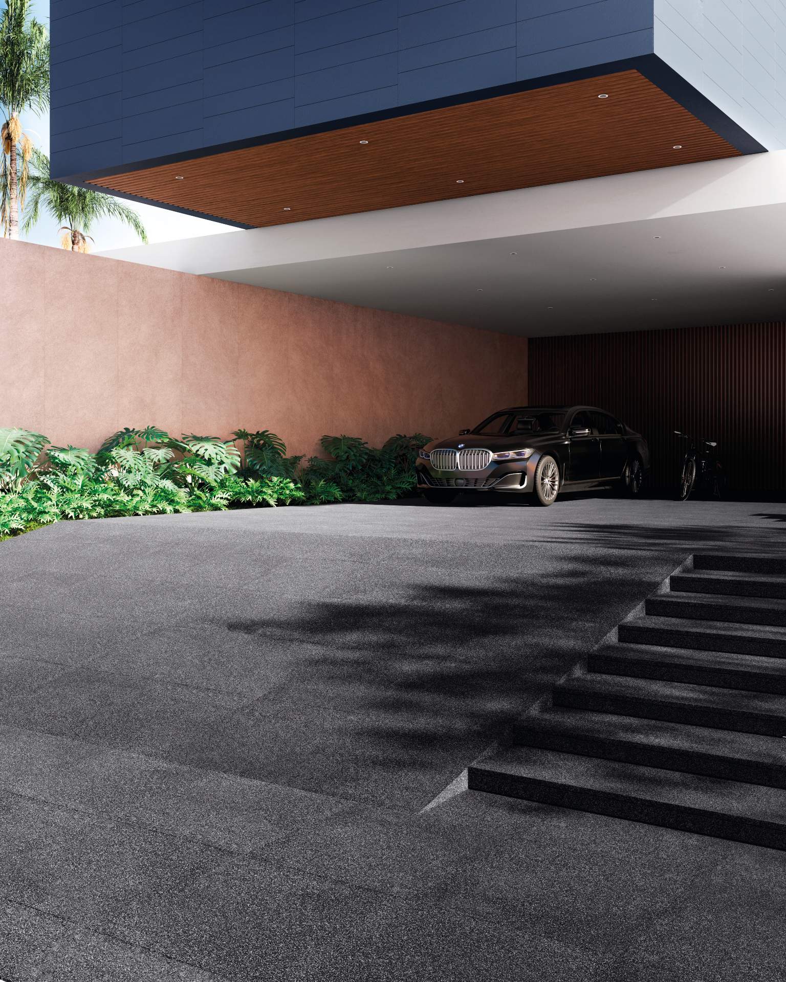 House entrance with dark gray fulget flooring