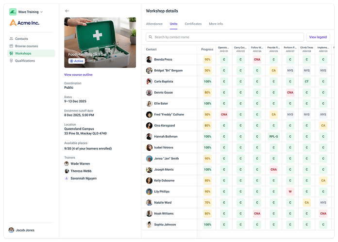 Browsing courses in aXcelerate's client portal