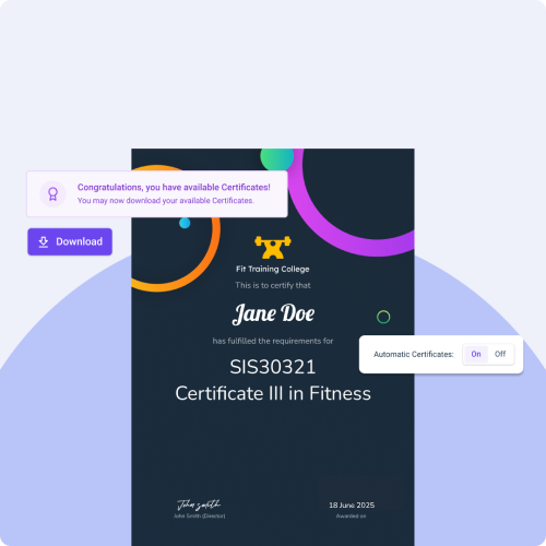 UI of Agreements in the Learner Portal in aXcelerate