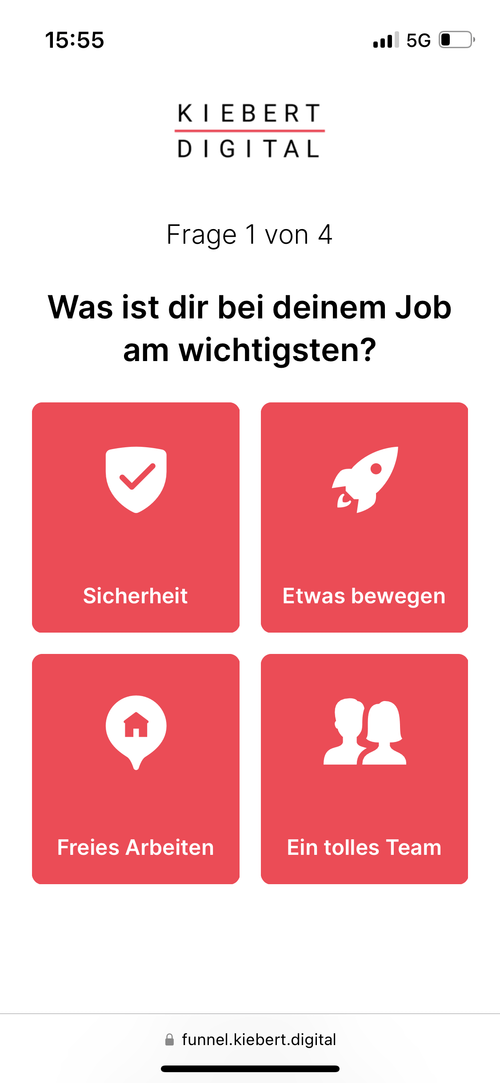 Screen of the dashboard on mobile