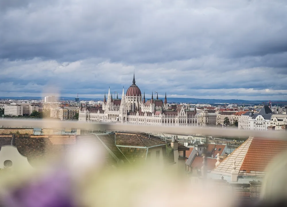 The terrace of the Aranybástyan Restaurant offers a stunning, unobstructed view of the Hungarian Parliament and many other Budapest landmarks.
