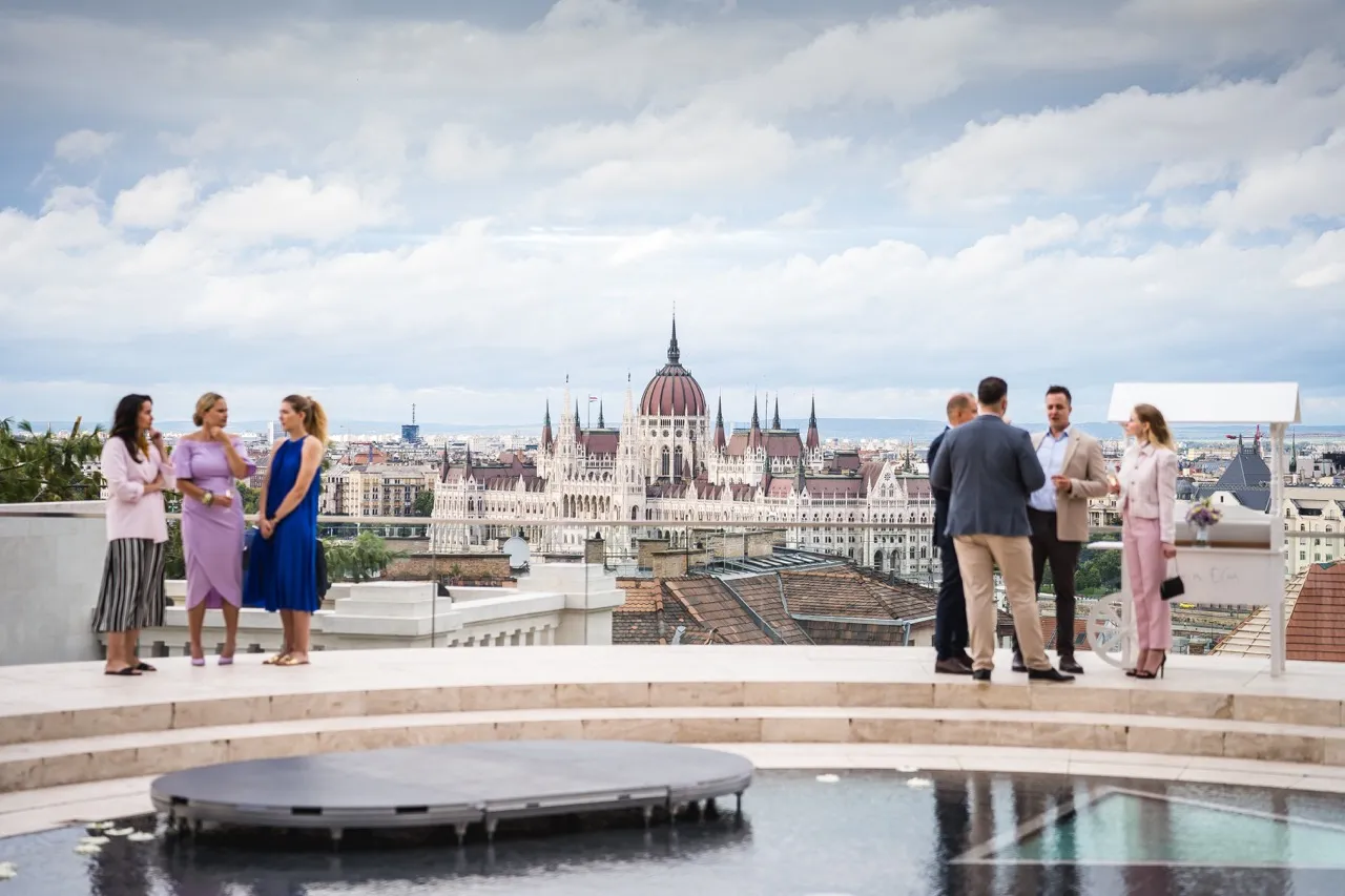 The Lónyay-Hatvany Villa, home to the Aranybastya Restaurant, boasts a rich history, stunning appearance, and panoramic views, making it a truly exceptional event venue.