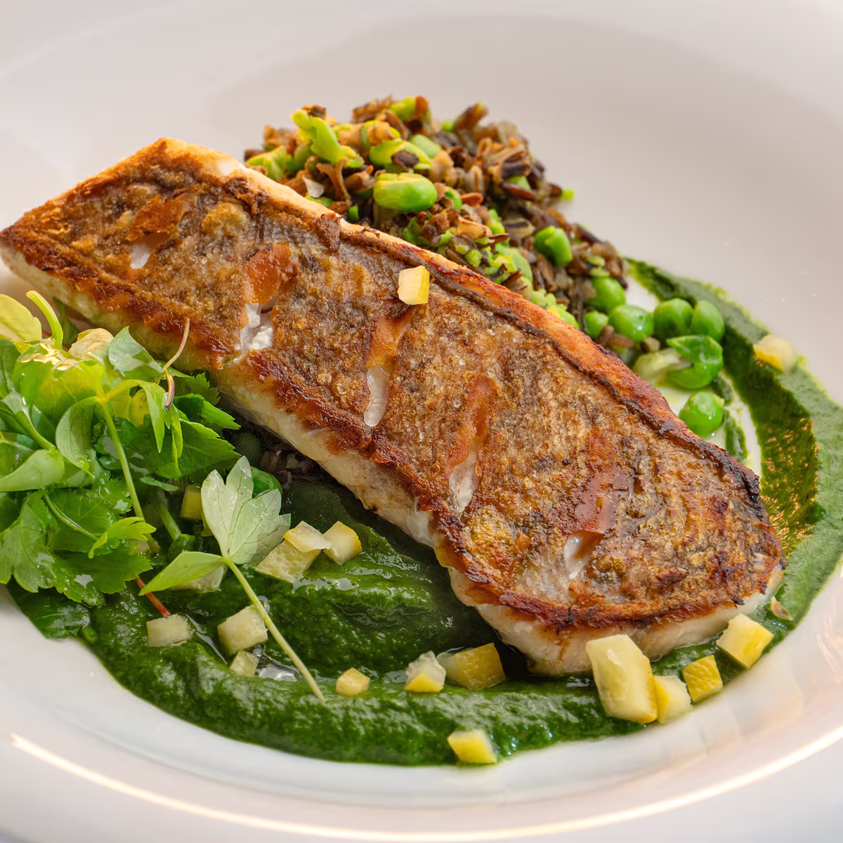 Pike-perch fillet – Aranybástya menu, Buda Castle