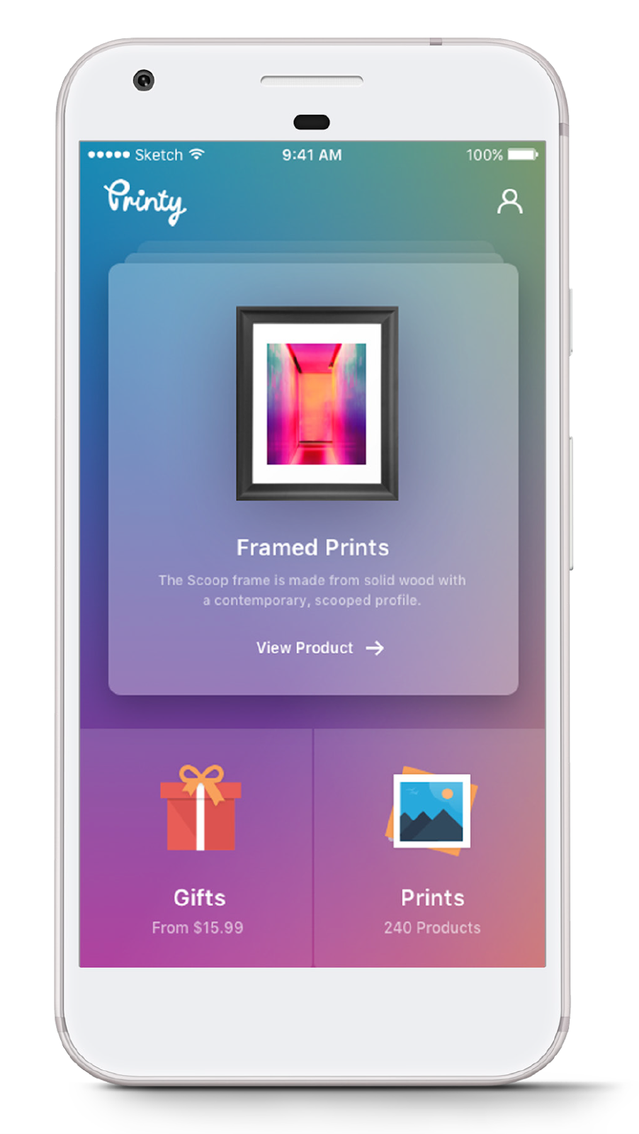 an app just opened on a smartphone, showing a finished design
