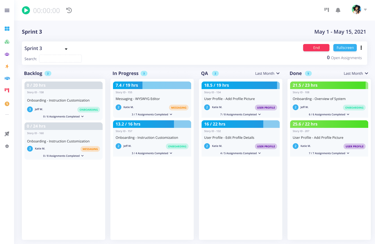 prototype of kanban board showing tasks