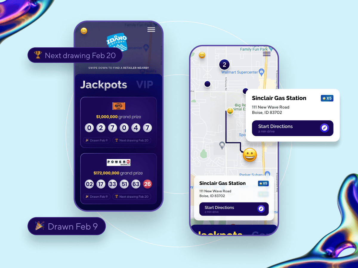 phone screen showing map location of winning lottery store