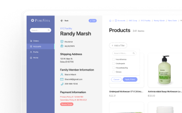 mock up of purple and white website