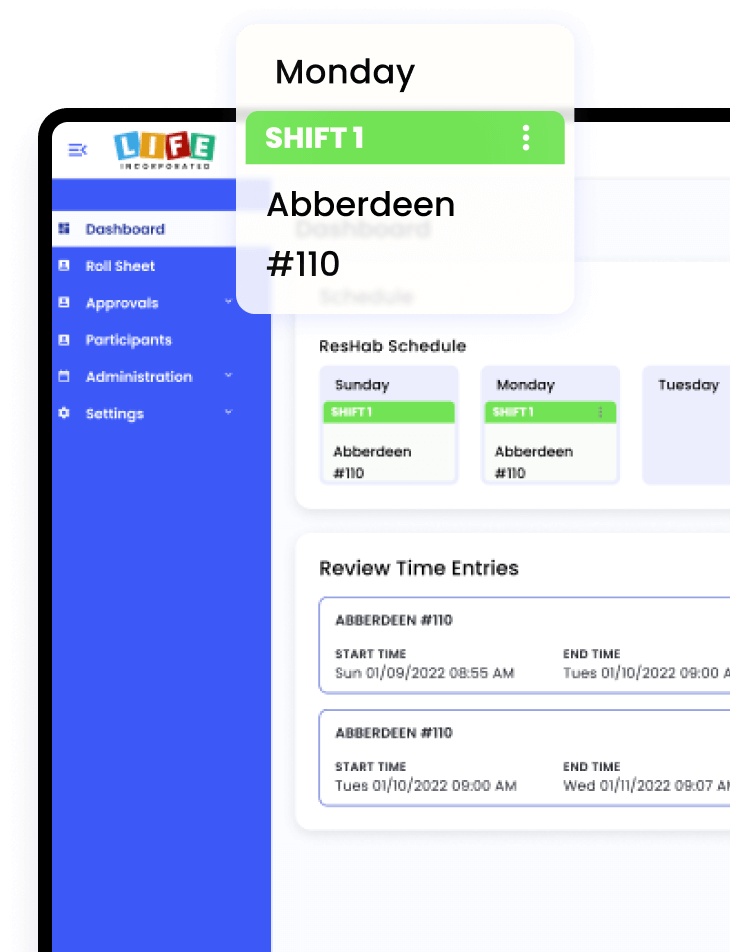 mockup of blue and white website