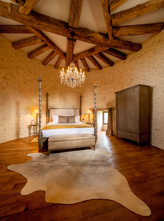 Large tower bedroom of our suite