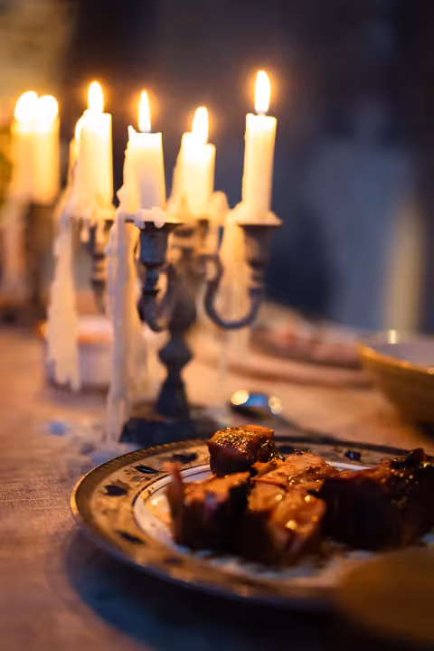 Barbecue with candle light