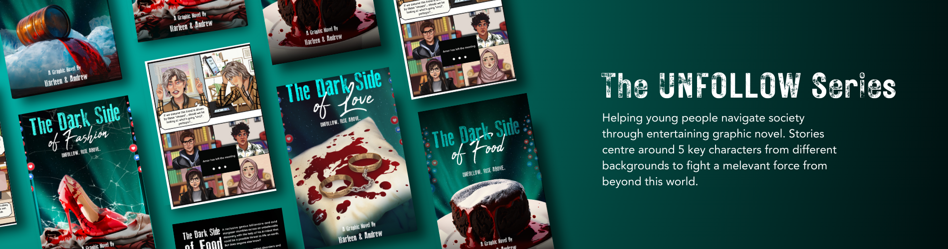 A banner of The Unfollow series Book Series