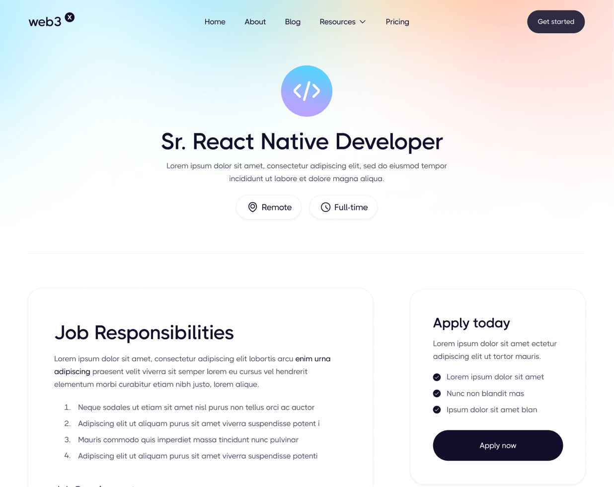 Web3 X - Careers Single page - Crypto & Web3 Webflow Template