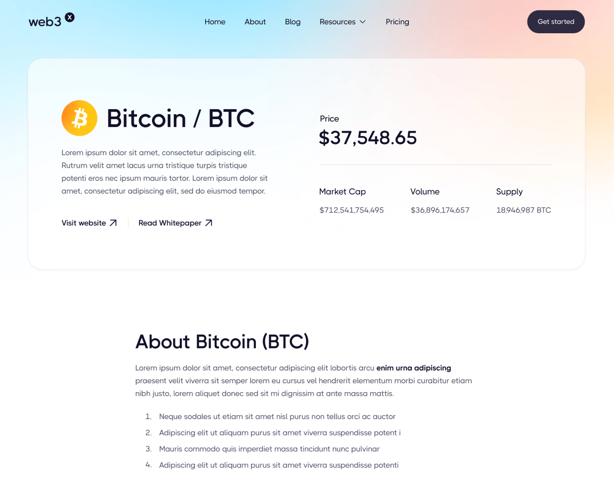 Web3 X - Token Single page - Crypto & Web3 Webflow Template