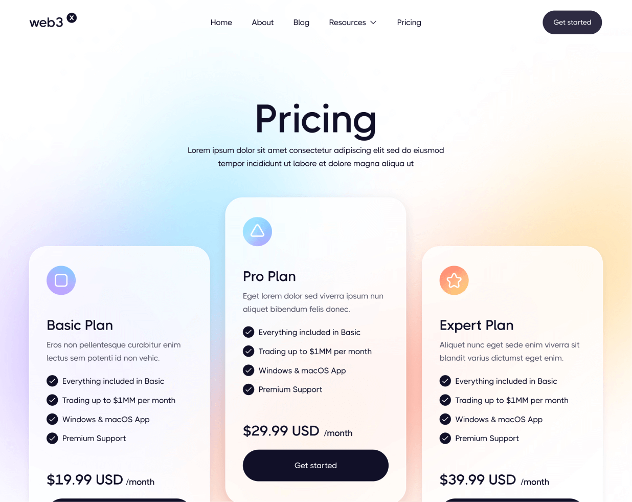 Web3 X - Pricing page - Crypto & Web3 Webflow Template