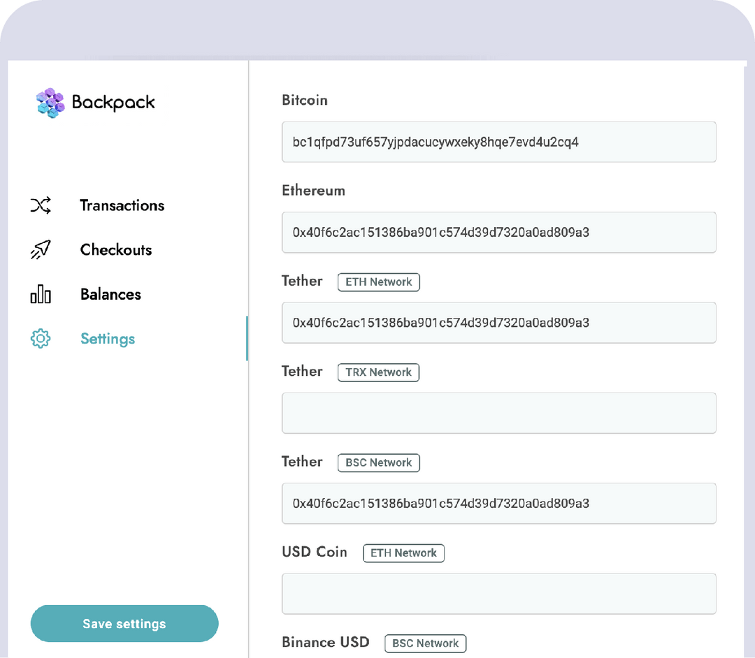 Backpack.io - Your private crypto payment platform