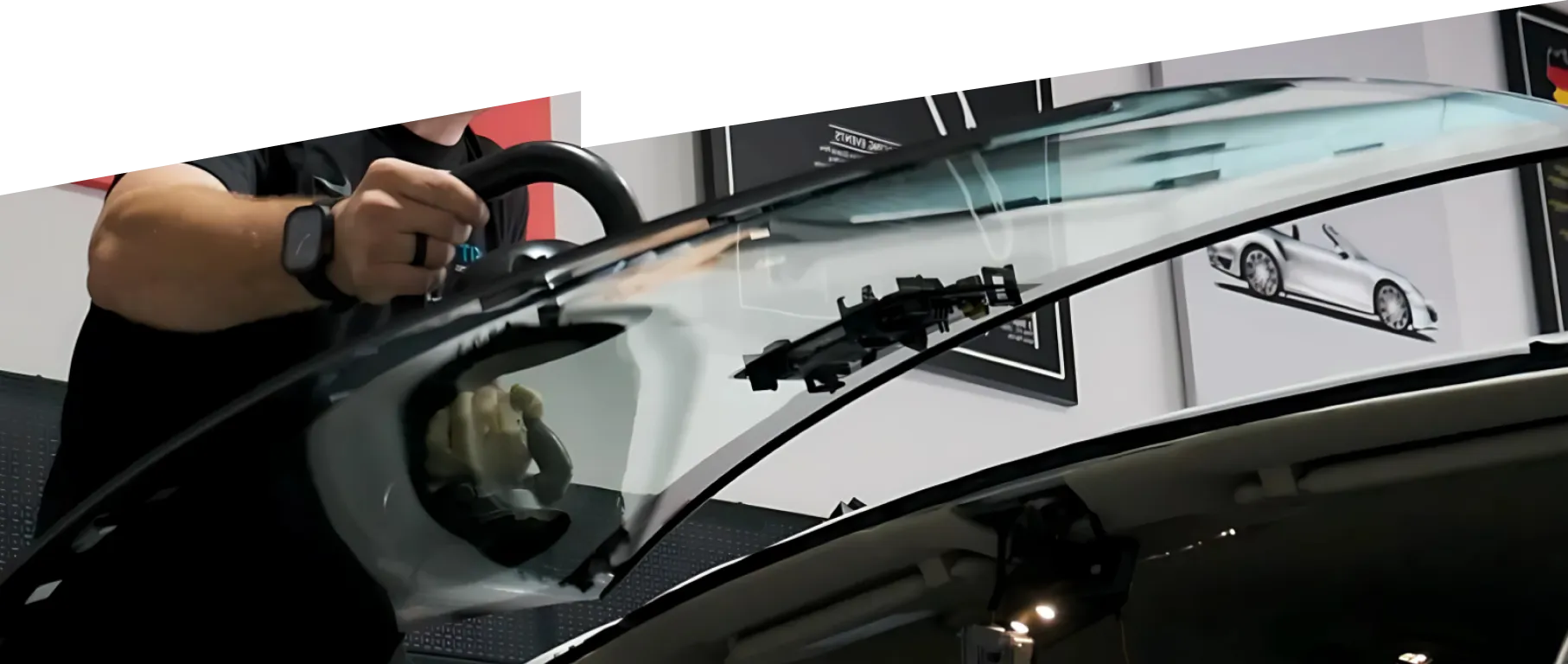 A man work on a car