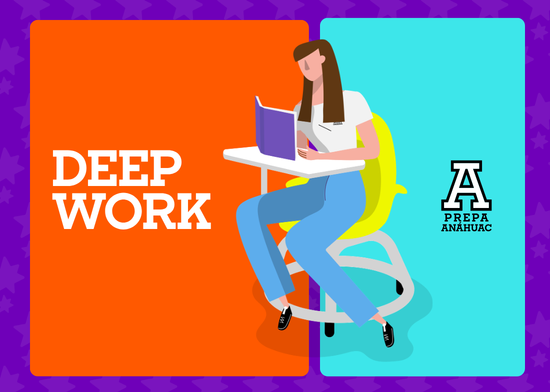 Estudiante de Prepa Anáhuac realizando trabajo profundo (Deep Work) en computadora portátil, promoviendo la concentración, la productividad y el aprendizaje de excelencia.