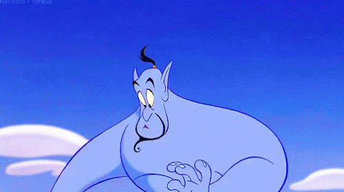 GIF animado de un personaje sorprendido y reflexivo, utilizado para representar el momento de pensar antes de tomar una decisión.