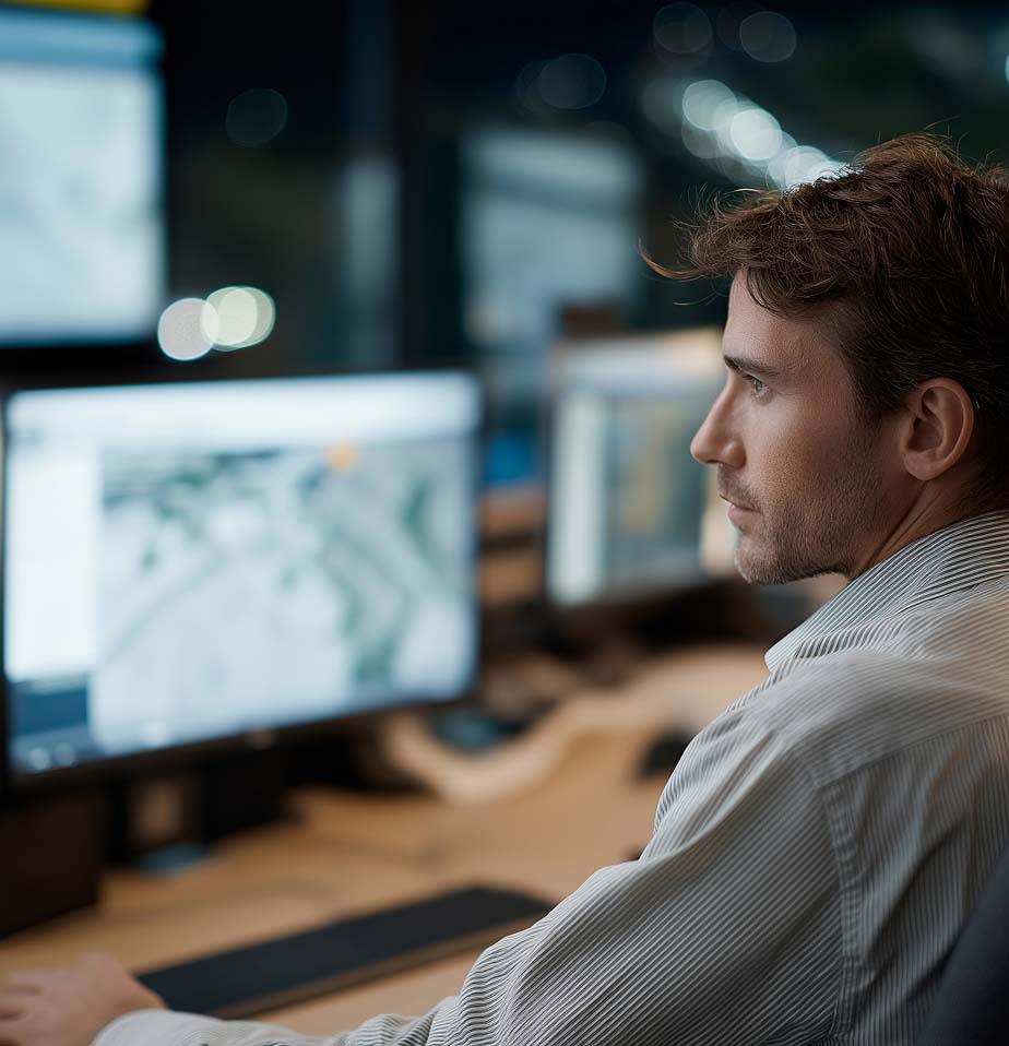 Worker in office in front of a computer