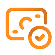 Icon depicting cash with a checkmark