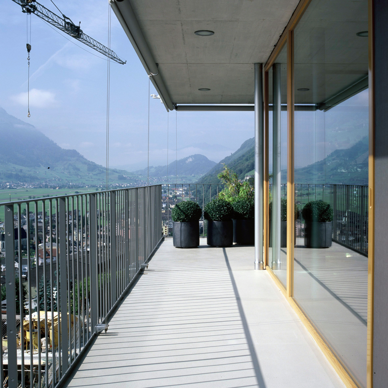 New construction of a luxurious apartment block with a view of Lake Lucerne.