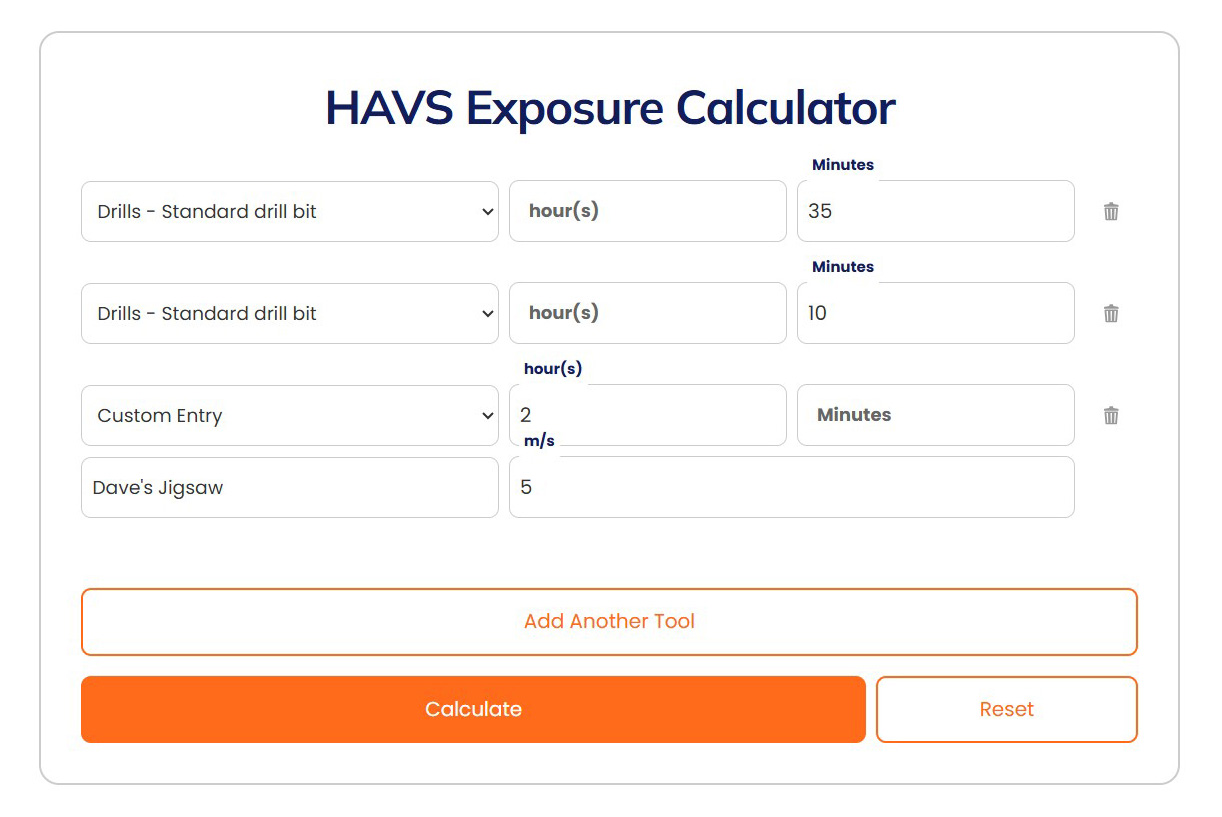 hand arm vibration calculator