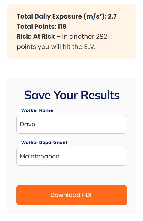 havs calculator saved results