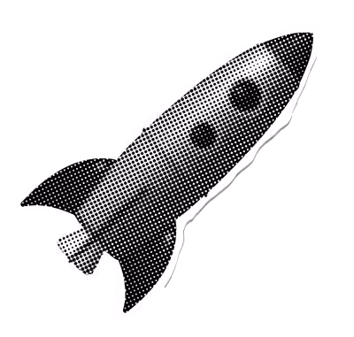 rocketship in halftone style