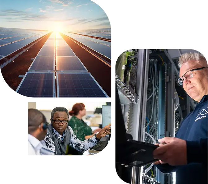 M group images of company workers and sites