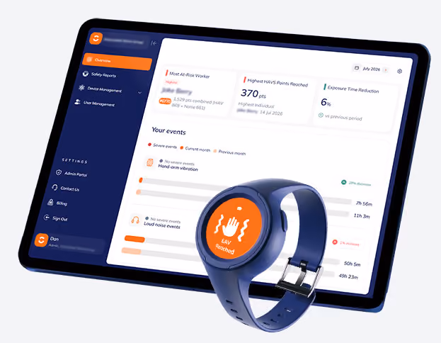 spacebands hand arm vibration monitoring dashboard and wearable device