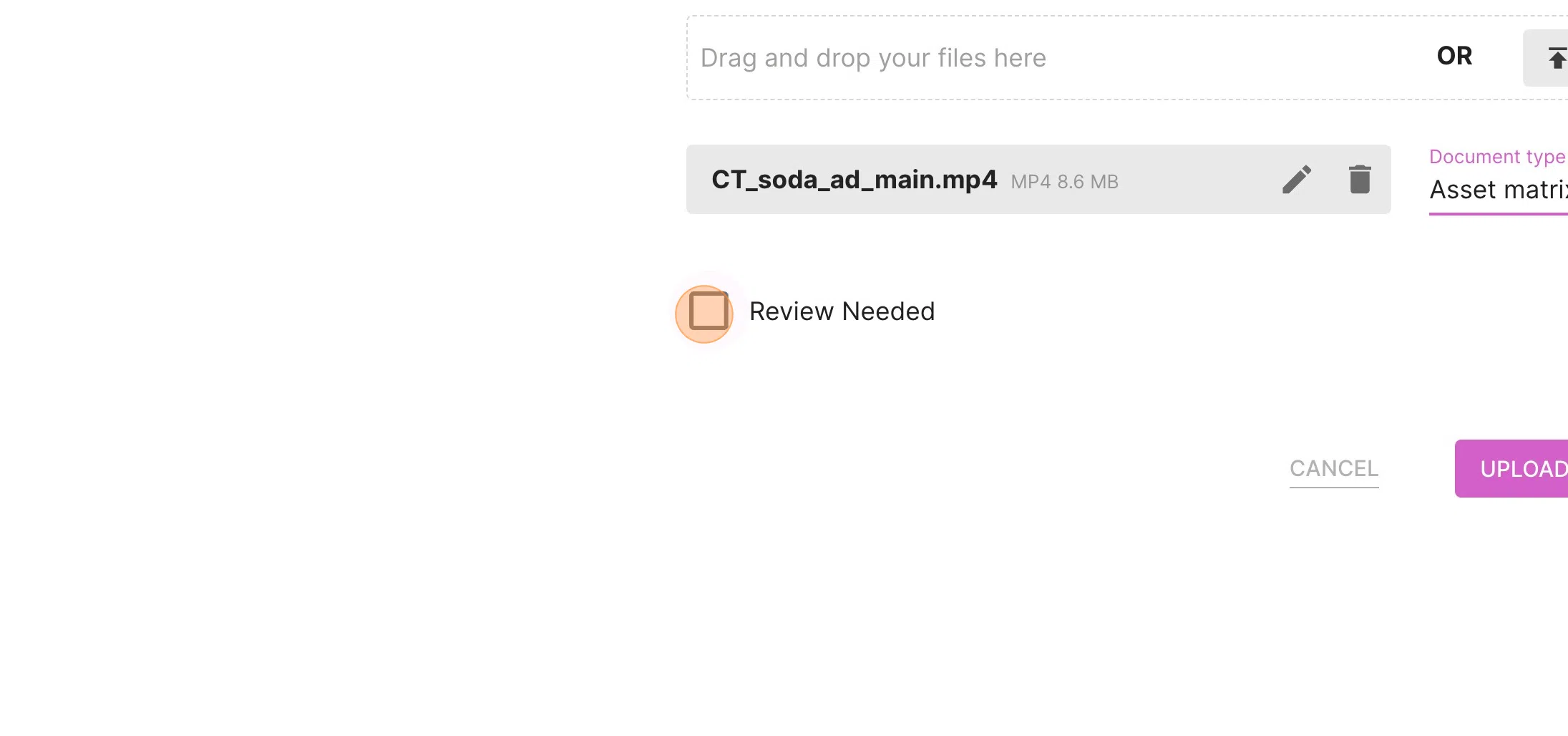 Screenshot of: Click the "Review Needed" field.Click this dropdown.