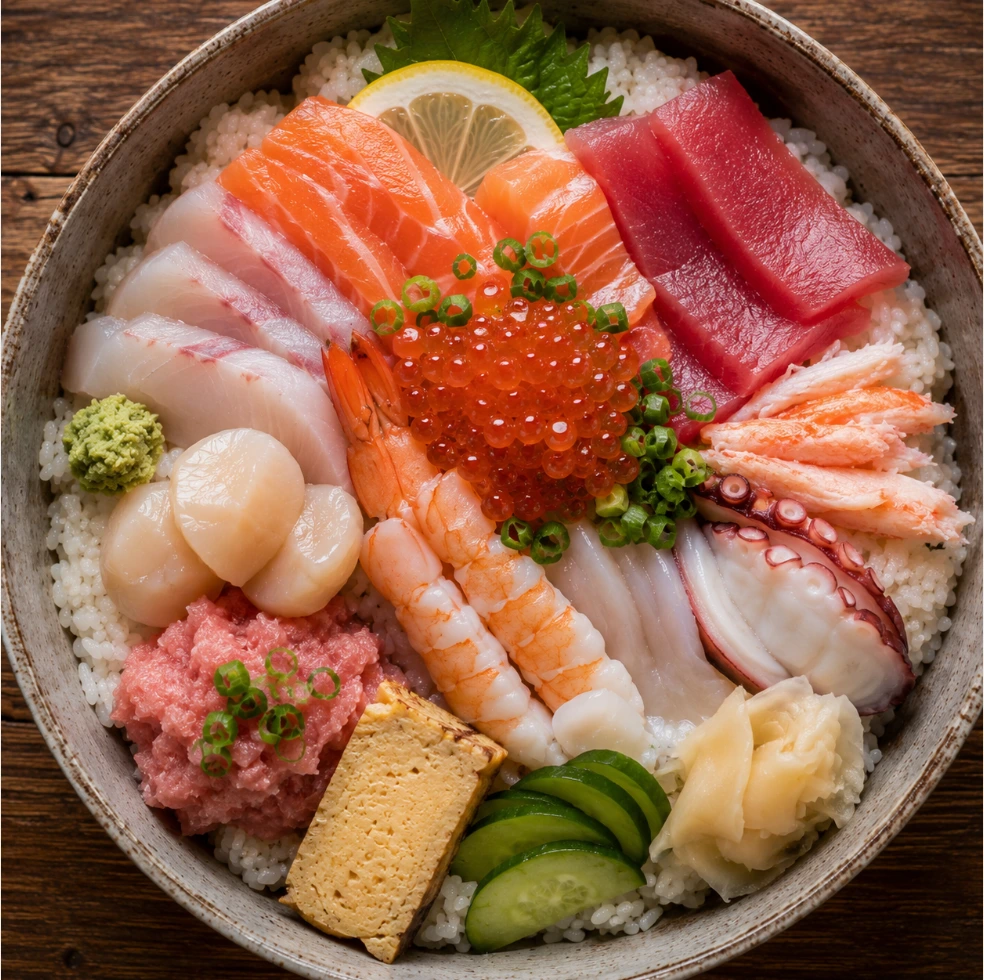 Chirashi Don (Japanese Scattered Sashimi Rice Bowl)