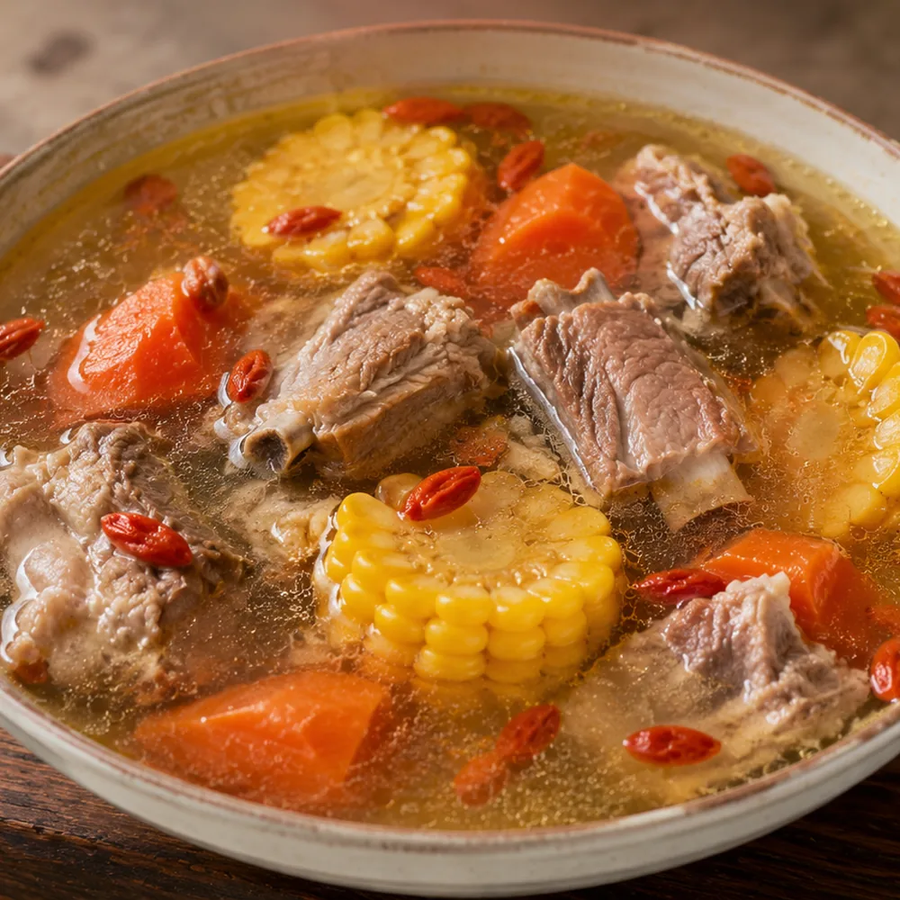 Slow Cooker Pork, Corn and Goji Berry Soup