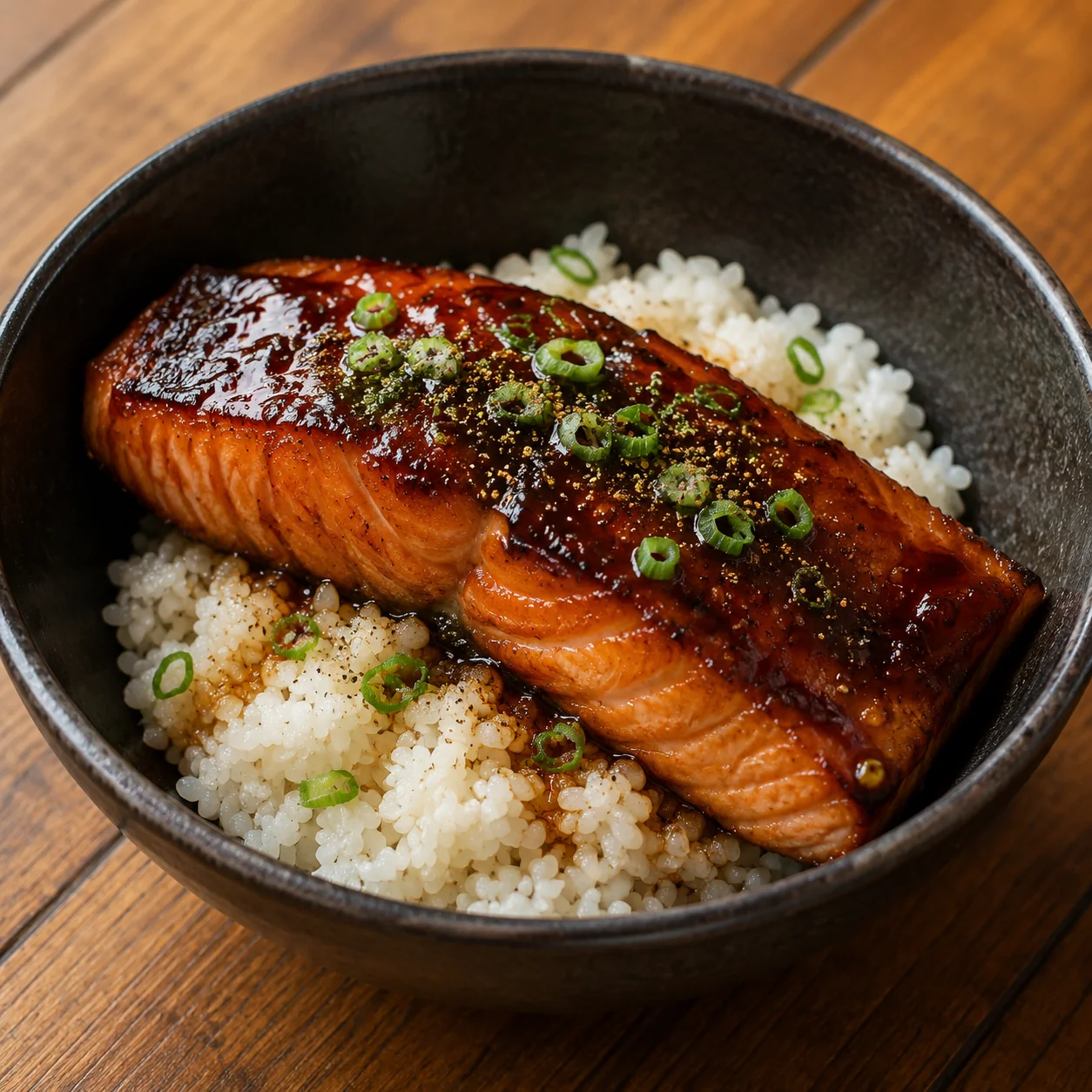 Salmon Kabayaki Don (Japanese Glazed Salmon Rice Bowl)