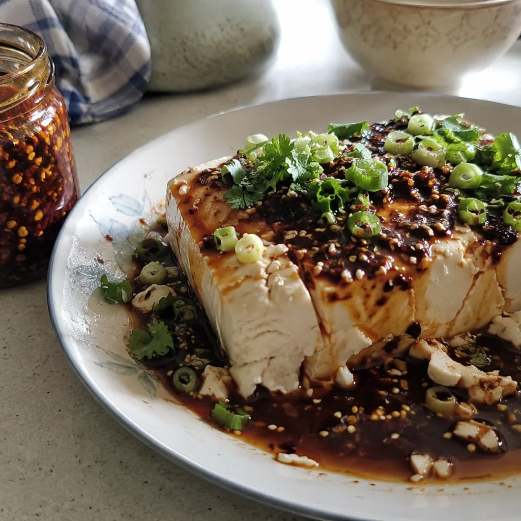 Cold Silken Tofu with Chilli Crisp