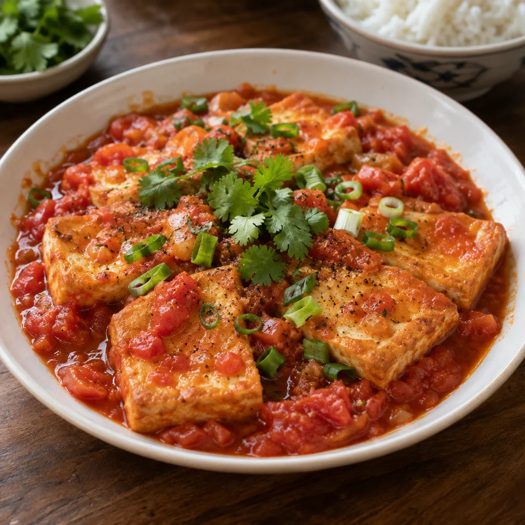 Đậu Hũ Sốt Cà Chua (Vietnamese Tofu in Tomato Sauce)