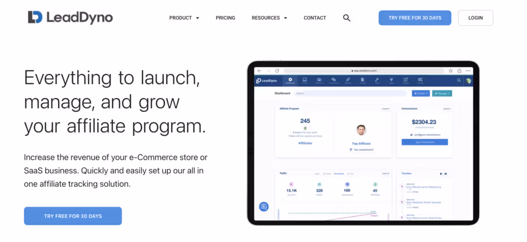 LeadDyno SaaS website homepage