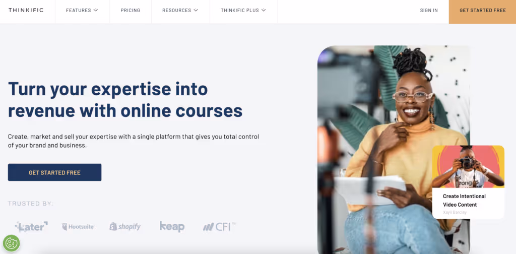 Thinkific saas website