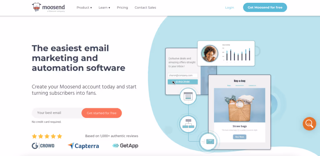 Moosend affiliate marketing website