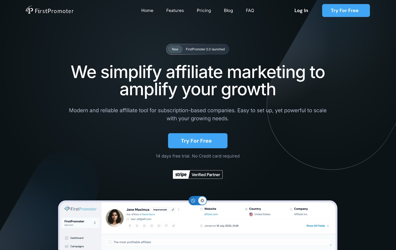 FirstPromoter front page