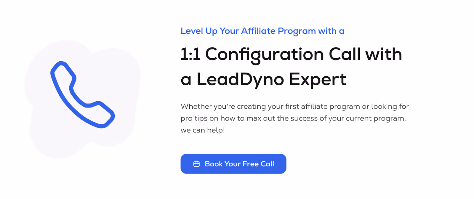 LeadDyno 1:1 Configuration Call page