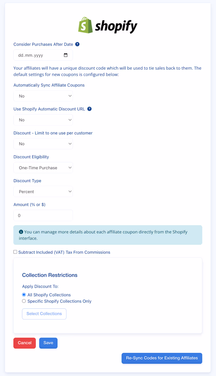 LeadDyno Shopify integration coupon code screenshot