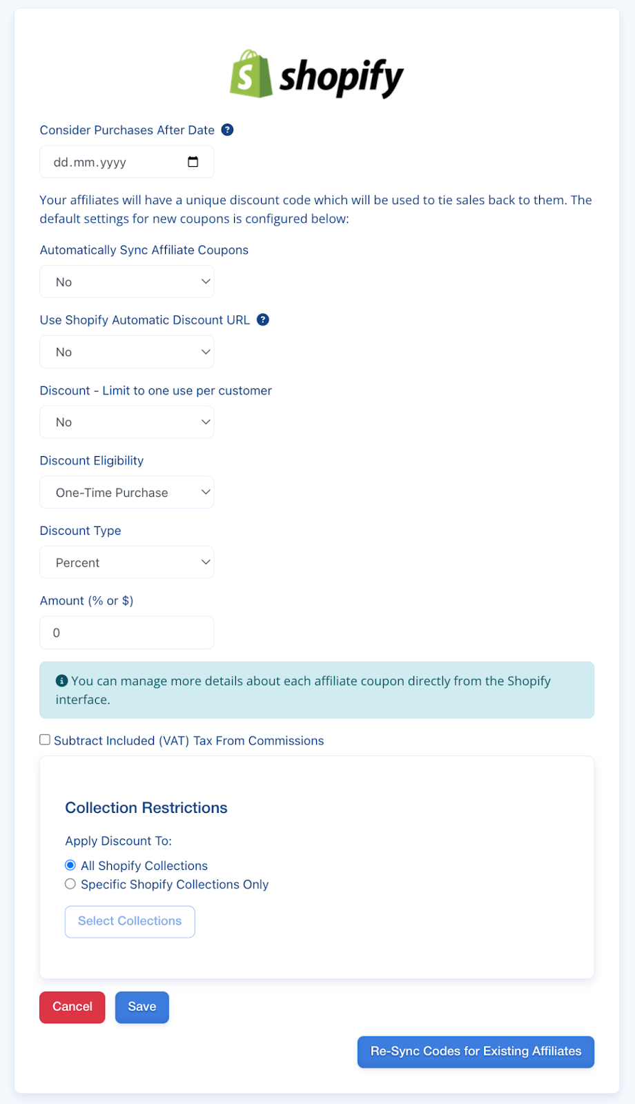 LeadDyno Shopify integration coupon code screenshot