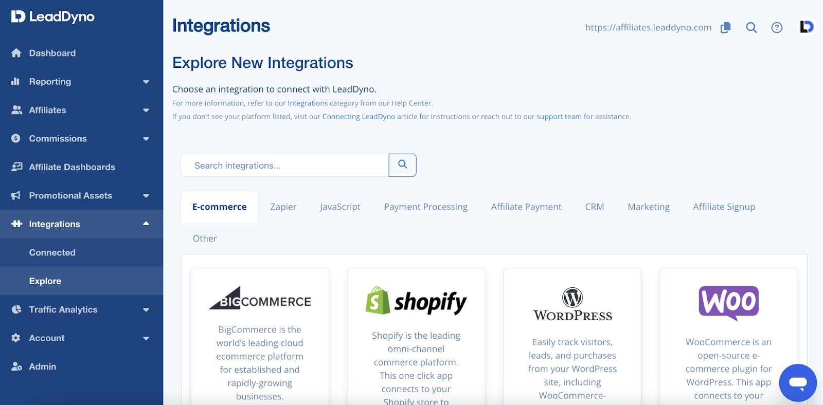 LeadDyno Integrations page