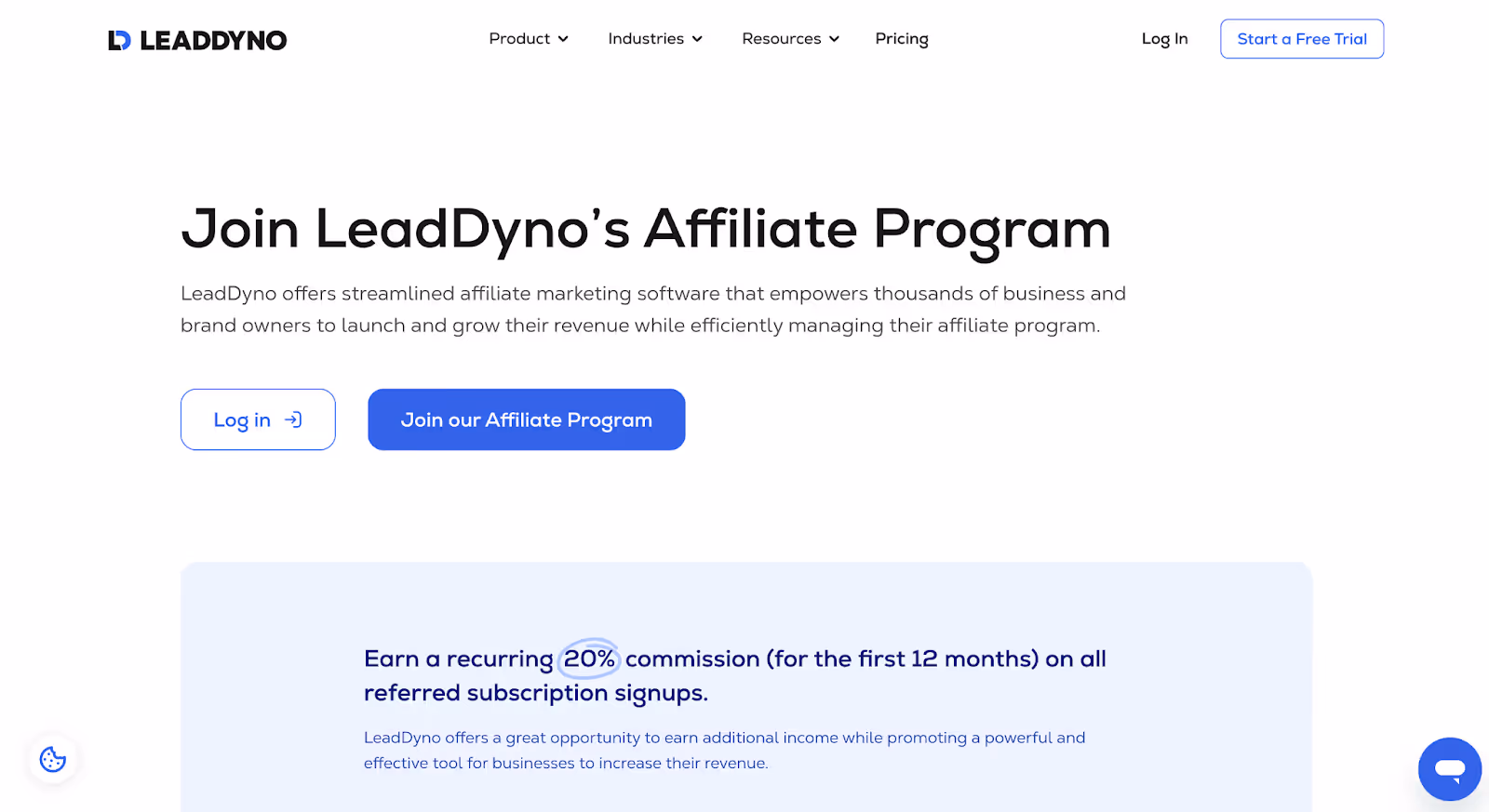 Join LeadDyno's Affiliate program webpage